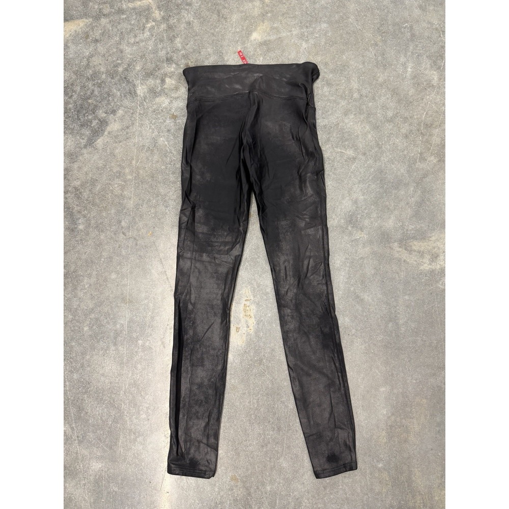 Spanx By Sara Blakely Shape Faux Leather Leggings Womens Medium Black Stretch - Picture 7 of 7